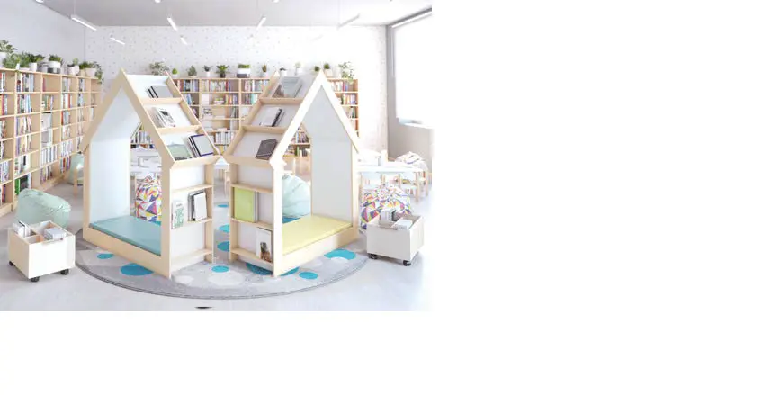 Schuilplaats met boekenkast