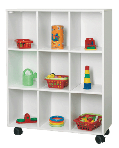 MOBIELE HOUTEN OPBERGBLOK MET 9 VAKKEN